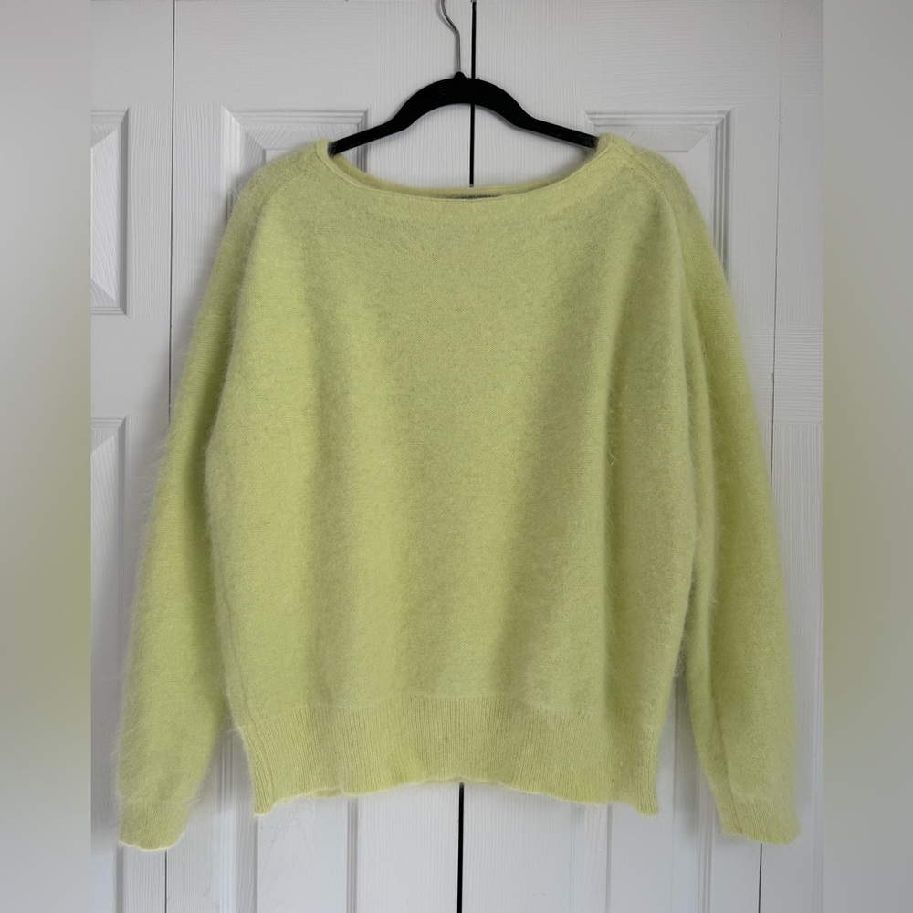 Maje Origan Angora Sweater Size L (3) in Yellow Lime Color